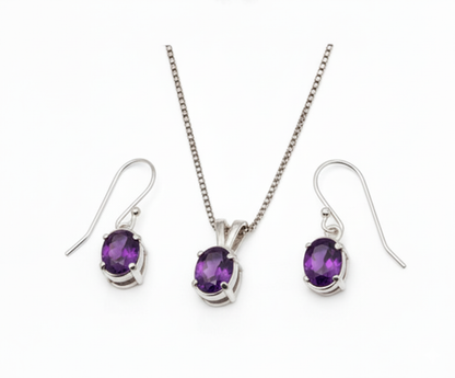 Pure 92.5 Silver Amethyst Set