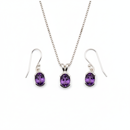 Pure 92.5 Silver Amethyst Set