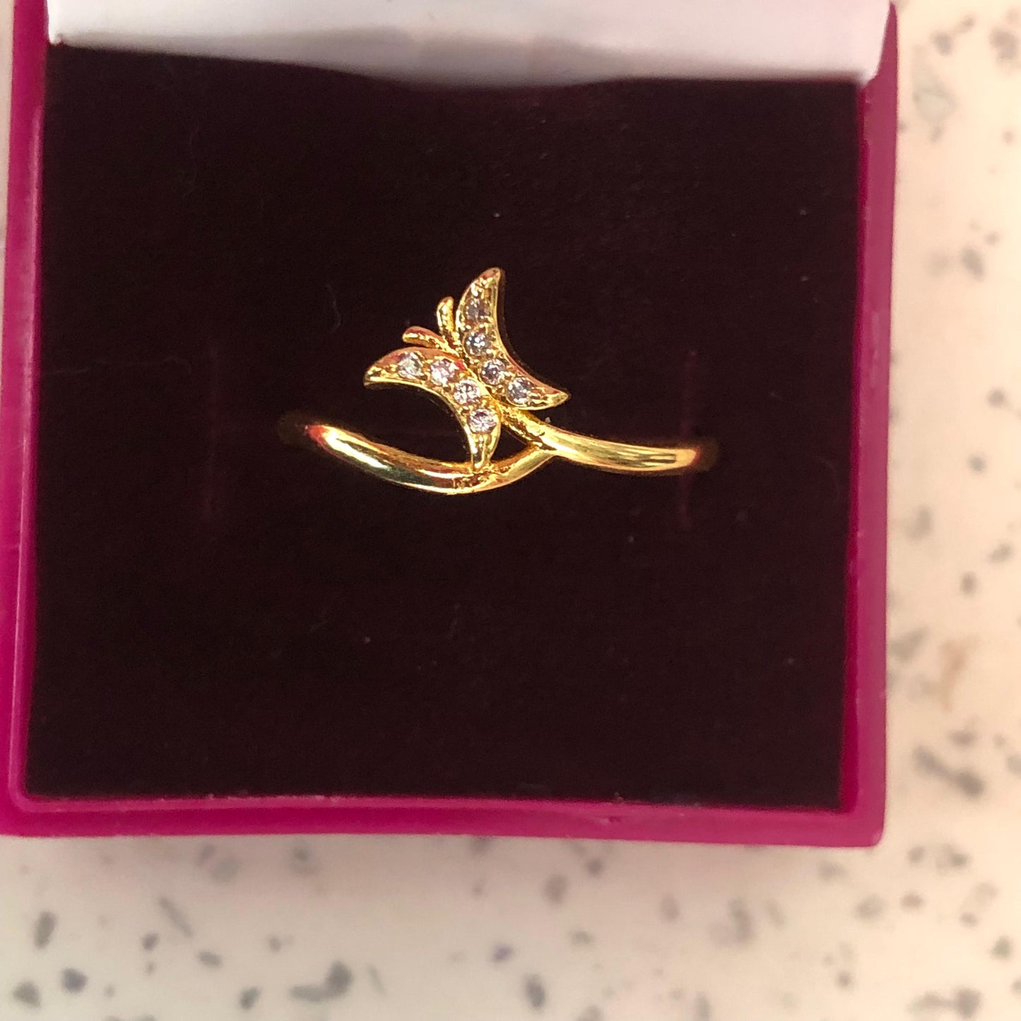 Pure Silver 92.5 Gold coated Girls Fancy Ring