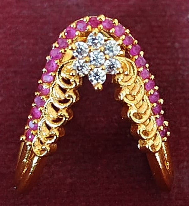 925 Silver Gold Plated Ruby Floral Wedding Ring