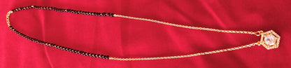 Pure 925 Silver Gold-Plated Black Bead Pendant Mangalsutra for Women
