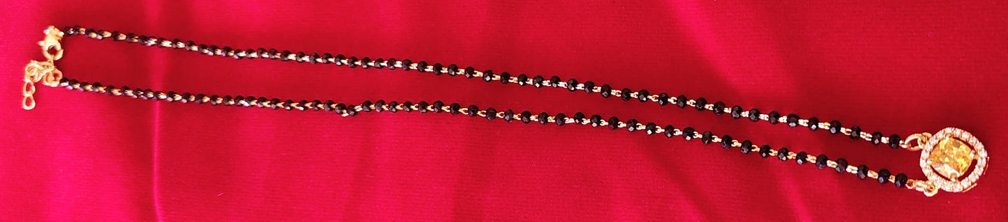 Gold-Plated Sterling Silver Black Bead Chain for Daily Wear
