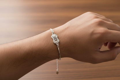 Silver "Bhai" Rakhi with Blue Stone – Rakshabandhan 2026