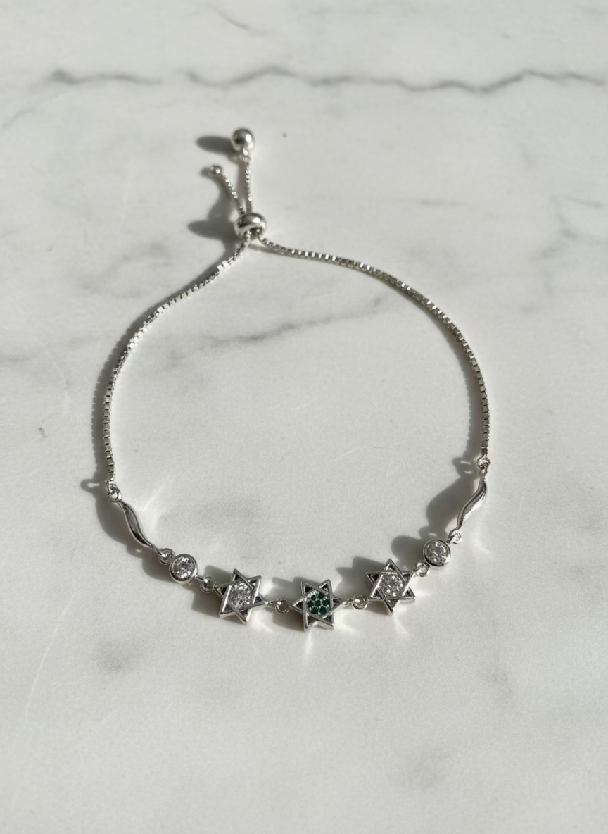 Sparkling Starflower CZ Sterling Silver Adjustable Bolo Bracelet