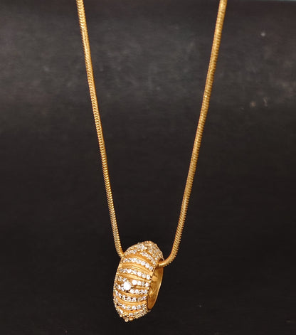 Elegant Pure Silver Chain with Designer Gold-Plated Pendant