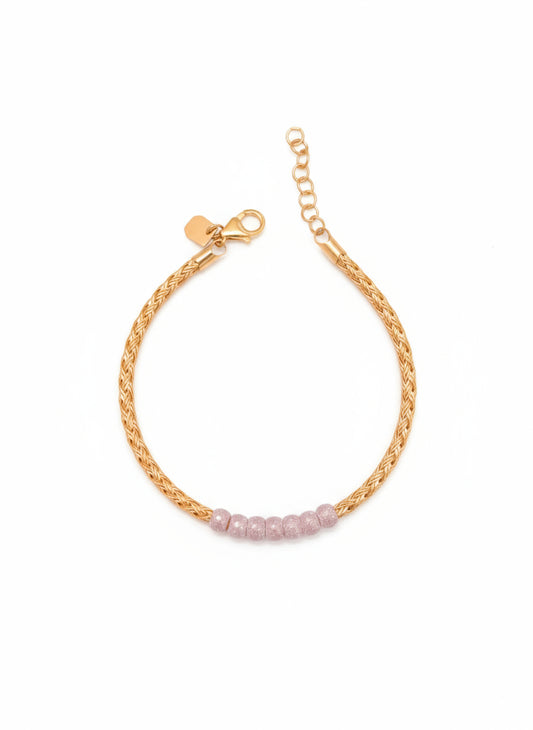 Dual-Tone Woven Chain Bracelet with Sparkling Beads