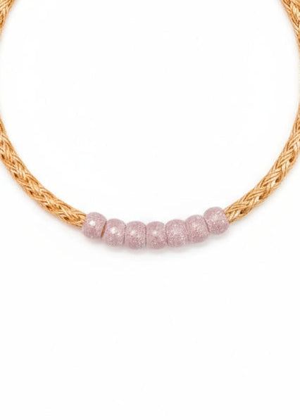 Dual-Tone Woven Chain Bracelet with Sparkling Beads