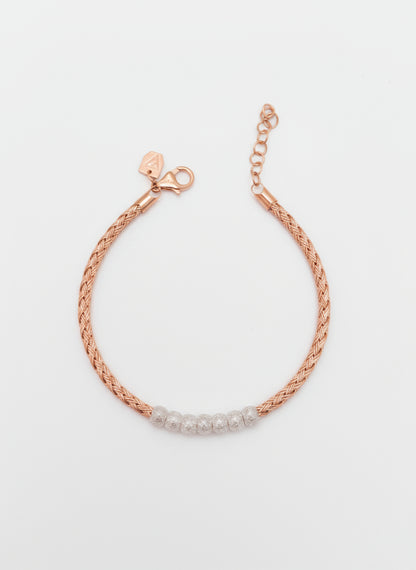 Dual-Tone Woven Chain Bracelet with Sparkling Beads