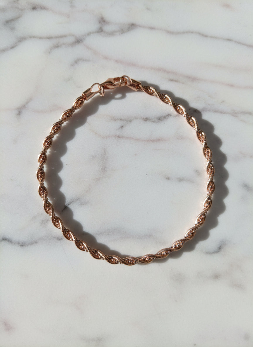 Rose Gold Twisted Infinity Chain Bracelet