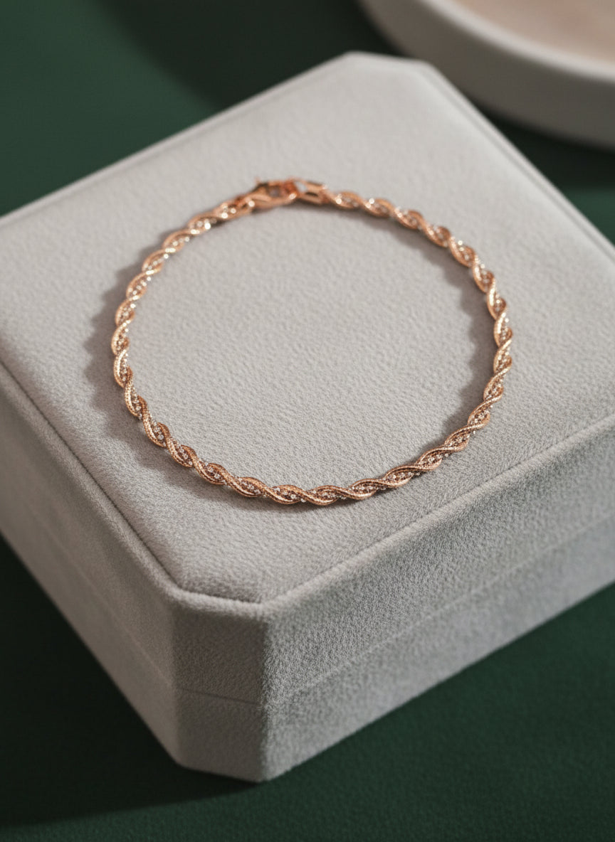 Rose Gold Twisted Infinity Chain Bracelet