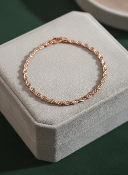 Rose Gold Twisted Infinity Chain Bracelet