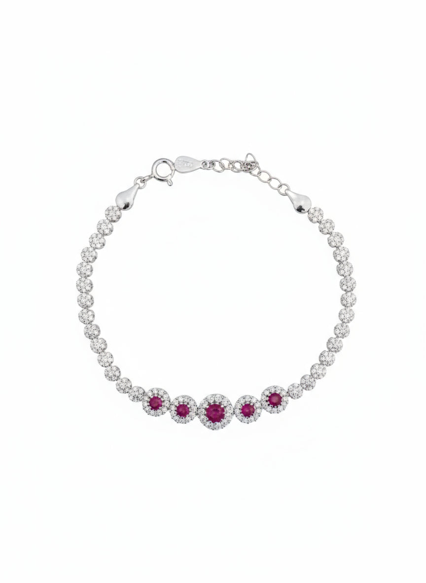 Dazzling Ruby-Red Statement Cluster Bracelet