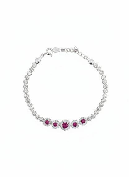 Dazzling Ruby-Red Statement Cluster Bracelet