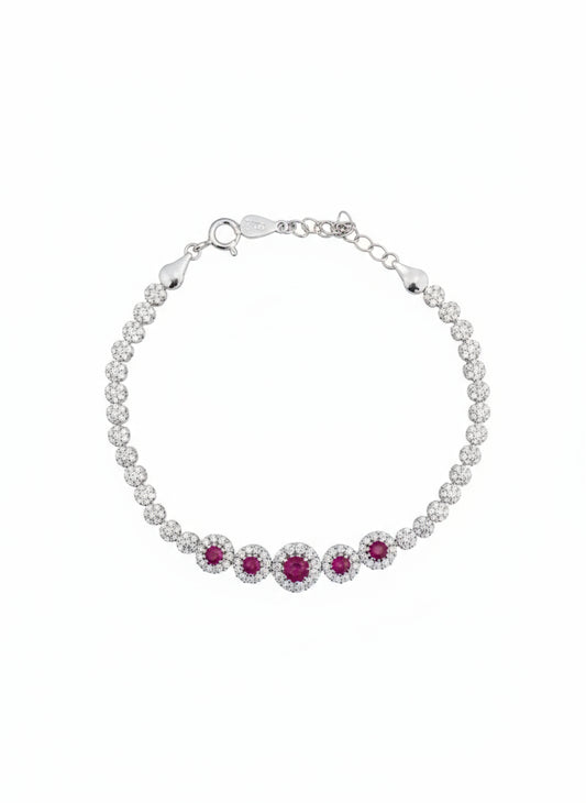 Dazzling Ruby-Red Statement Cluster Bracelet