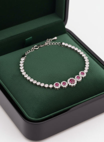 Dazzling Ruby-Red Statement Cluster Bracelet