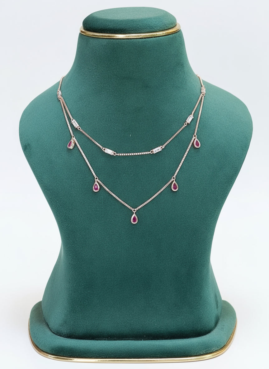 The 'Adora' Teardrop Gemstone Charm Layering Necklace