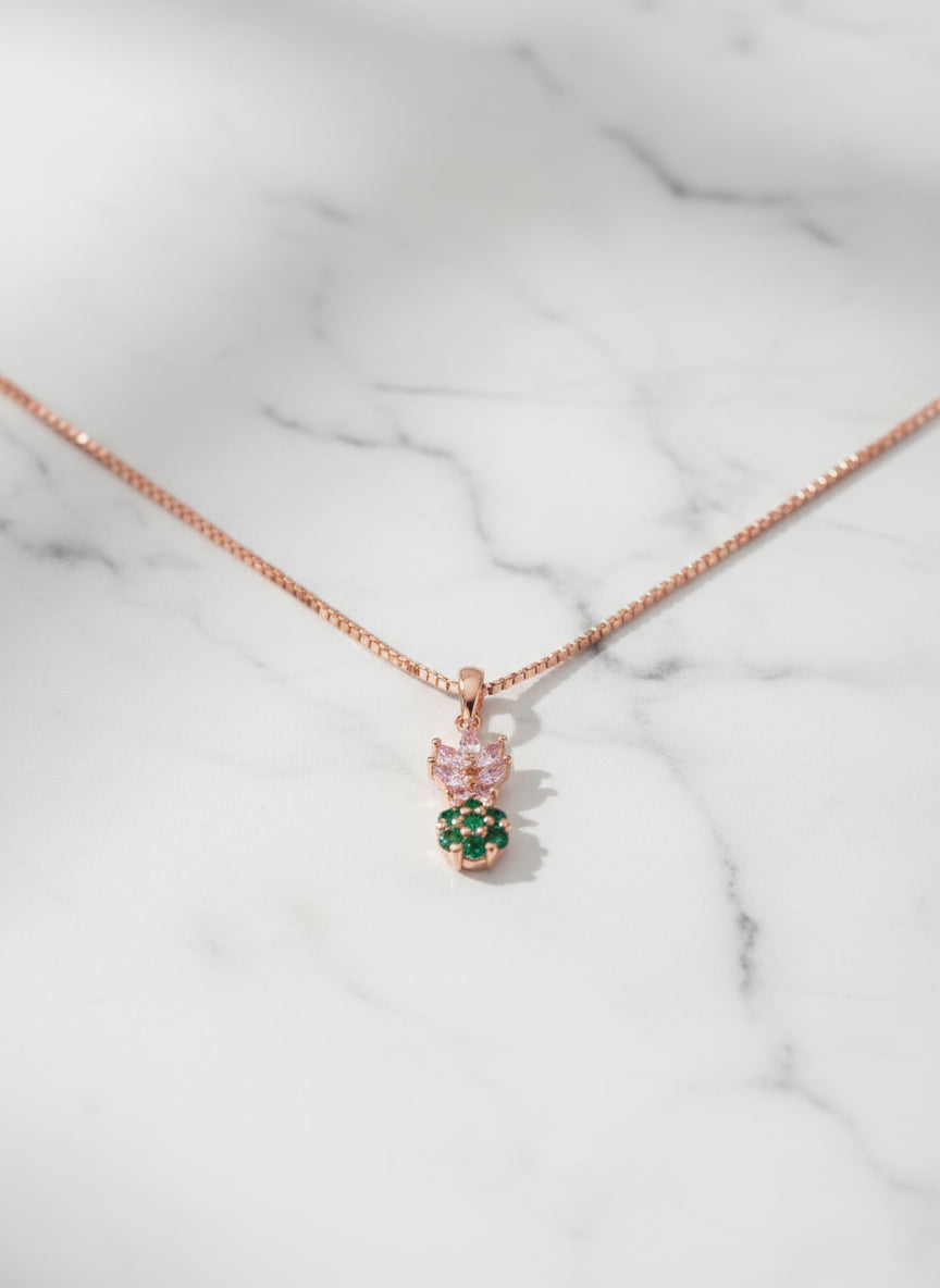 Minimalist Rose Tone Solitaire Necklace