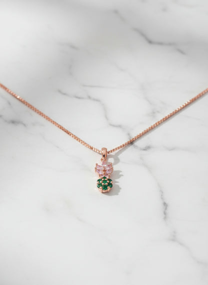 Minimalist Rose Tone Solitaire Necklace