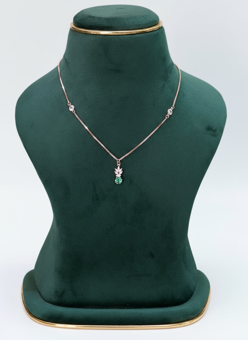 Minimalist Rose Tone Solitaire Necklace