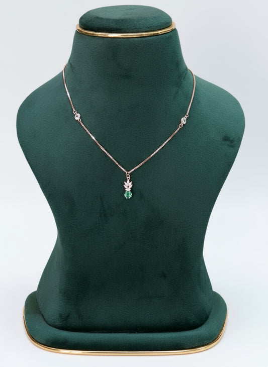 Minimalist Rose Tone Solitaire Necklace