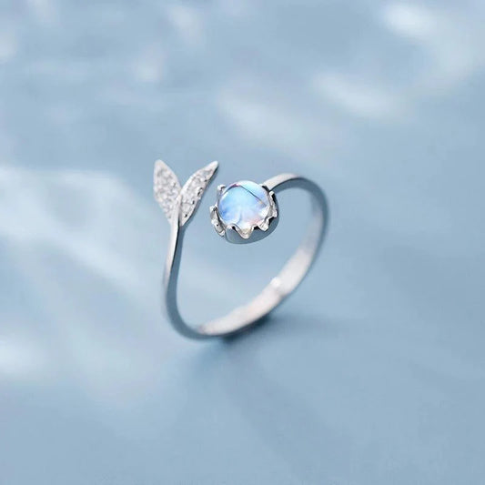 Pure 92.5 Silver Dolphin Moonstone Ring For Women