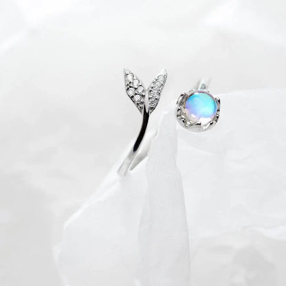 Pure 92.5 Silver Dolphin Moonstone Ring For Women