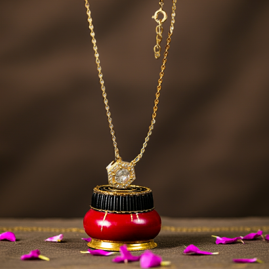 Pure 925 Silver Gold-Plated Black Bead Pendant Mangalsutra for Women