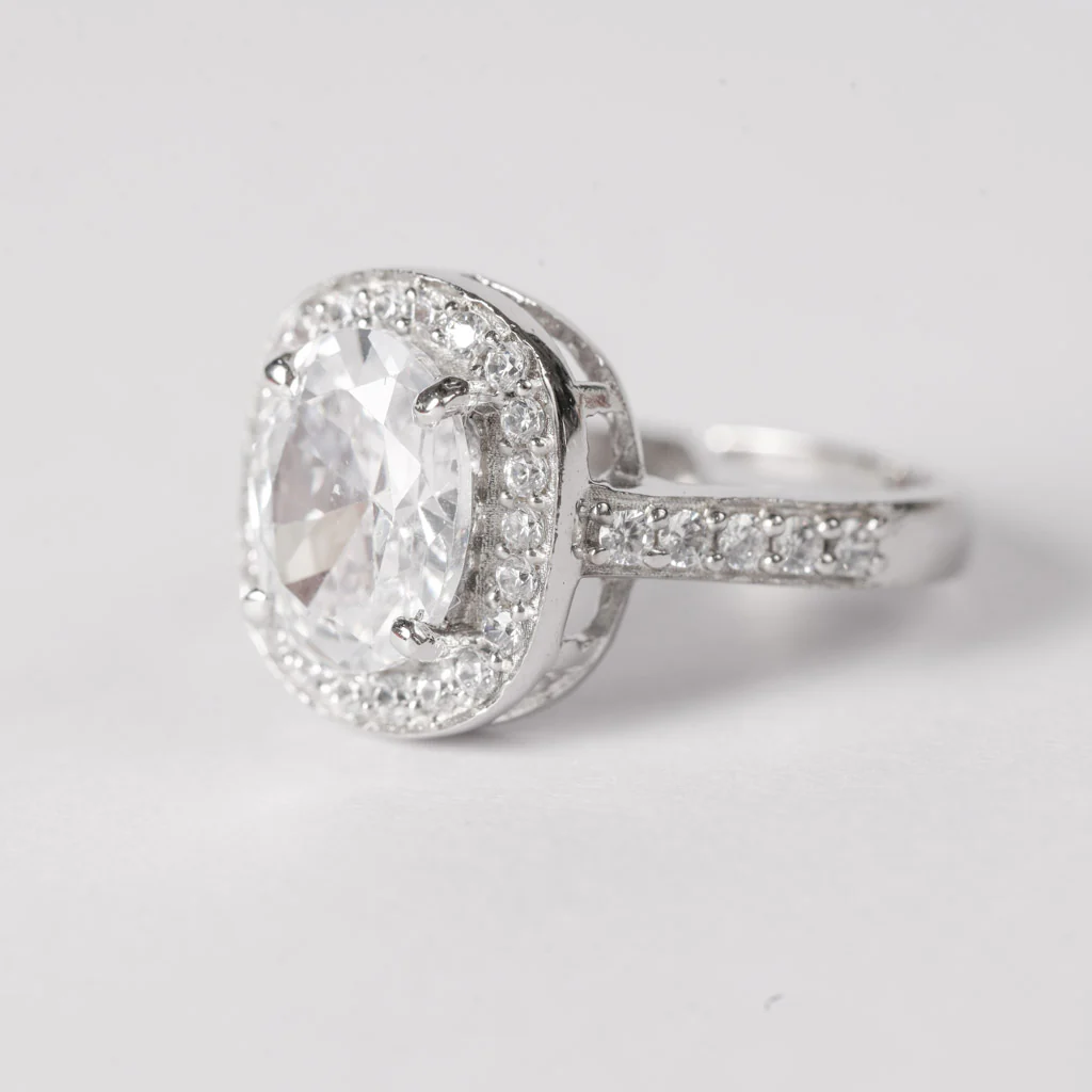 Pure 92.5 Sterling Silver Oval Solitire Ring