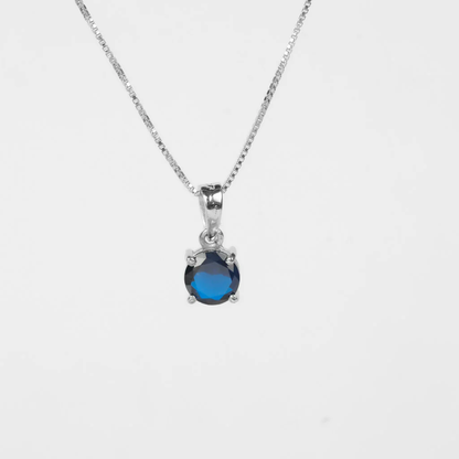 Pure Silver Blue Solitaire Pendant