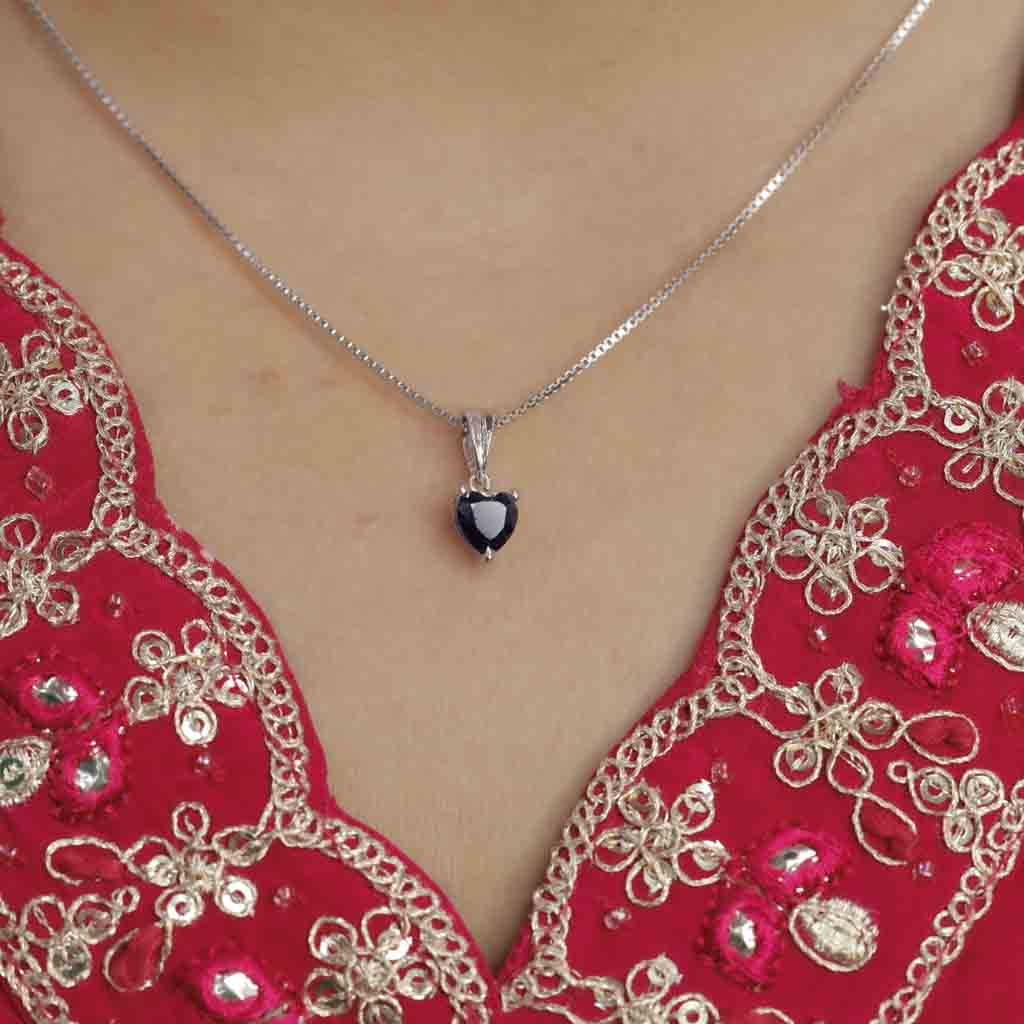 Pure Silver Blue Heart Pendant