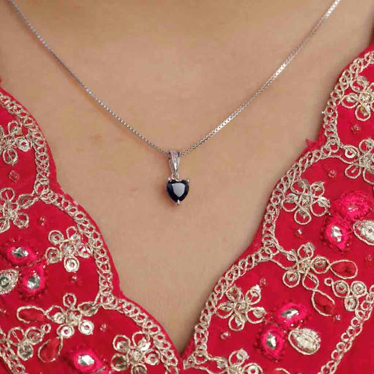 Pure Silver Blue Heart Pendant
