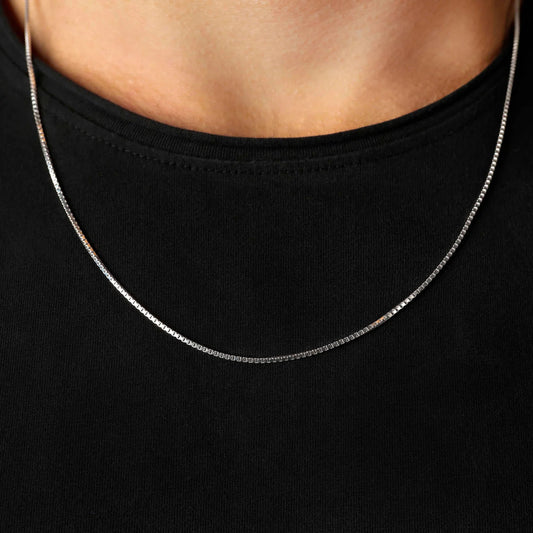 Pure Silver Box Chain - Sleek & Durable Unisex Necklace