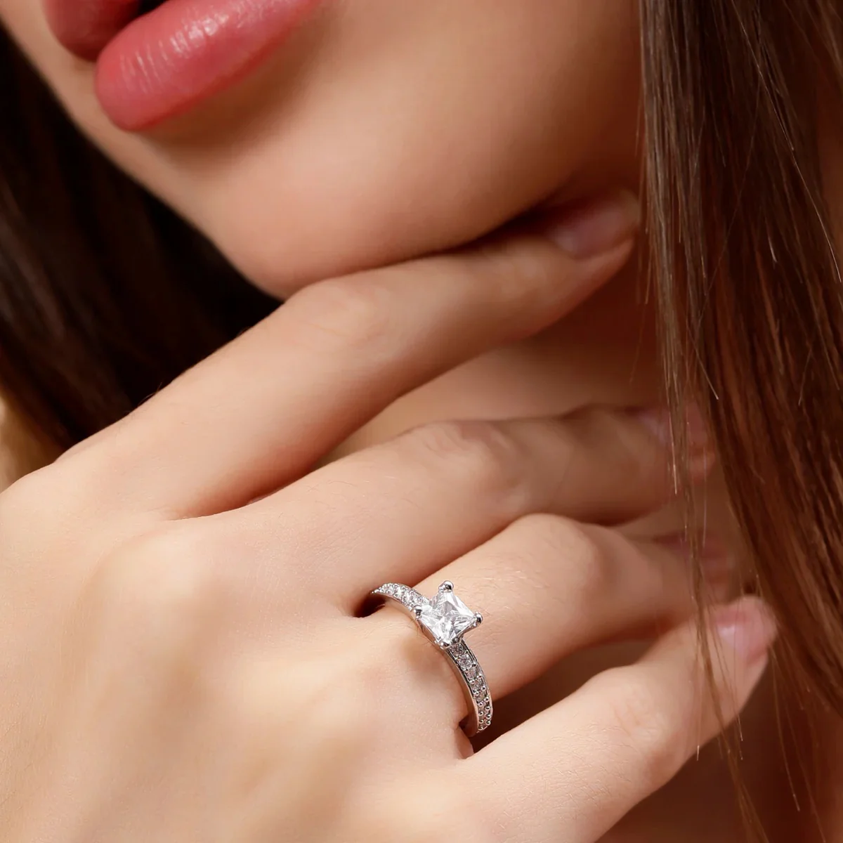 Princess Cut Center Square Ring