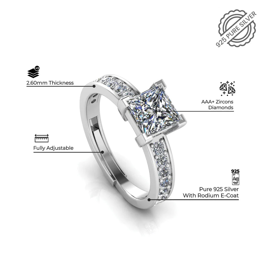 Princess Cut Center Square Ring