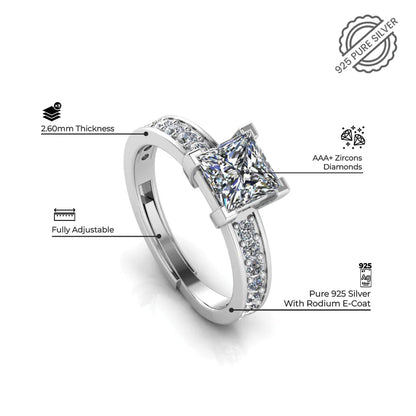 Princess Cut Center Square Ring