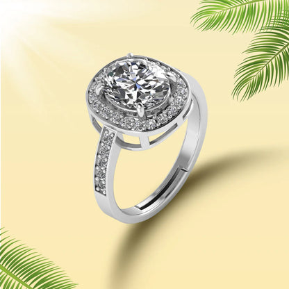 Pure 92.5 Sterling Silver Oval Solitire Ring