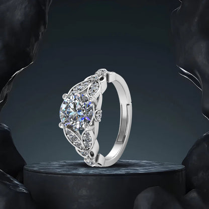 Pure Sterling Silver Solitaire Engagement Bloom Ring