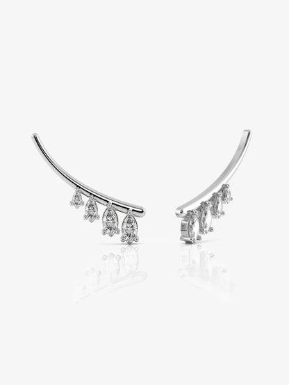 Pure 925 Silver Marquise Climber Earrings For Women
