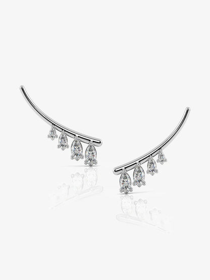 Pure 925 Silver Marquise Climber Earrings For Women