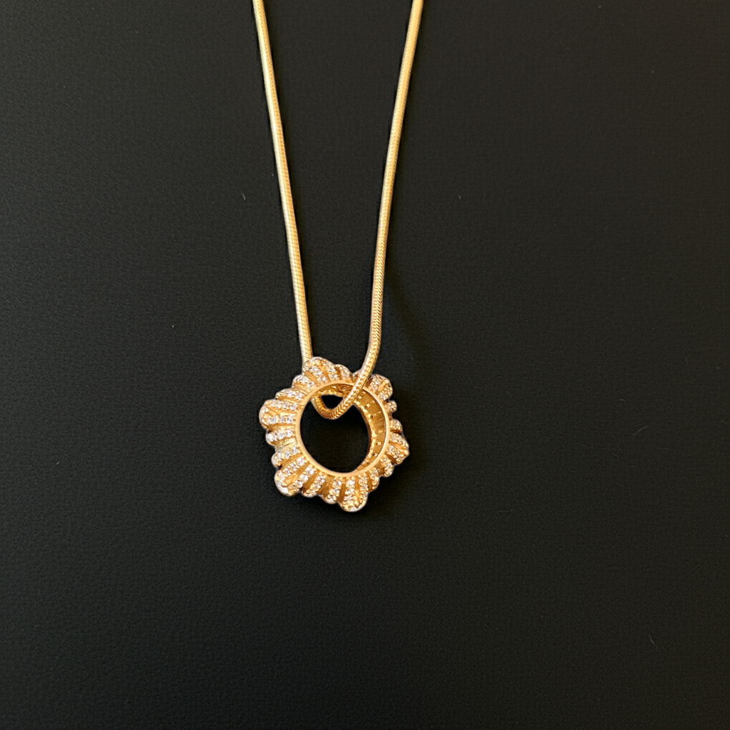 Elegant Pure Silver Chain with Designer Gold-Plated Pendant