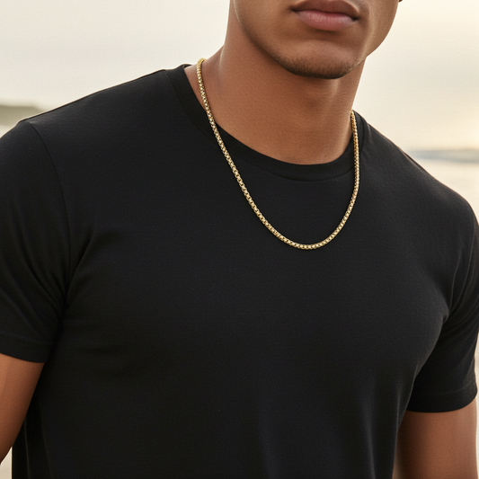 Unisex 92.5 Sterling Silver Gold Coated Bold Cuban Link Chain