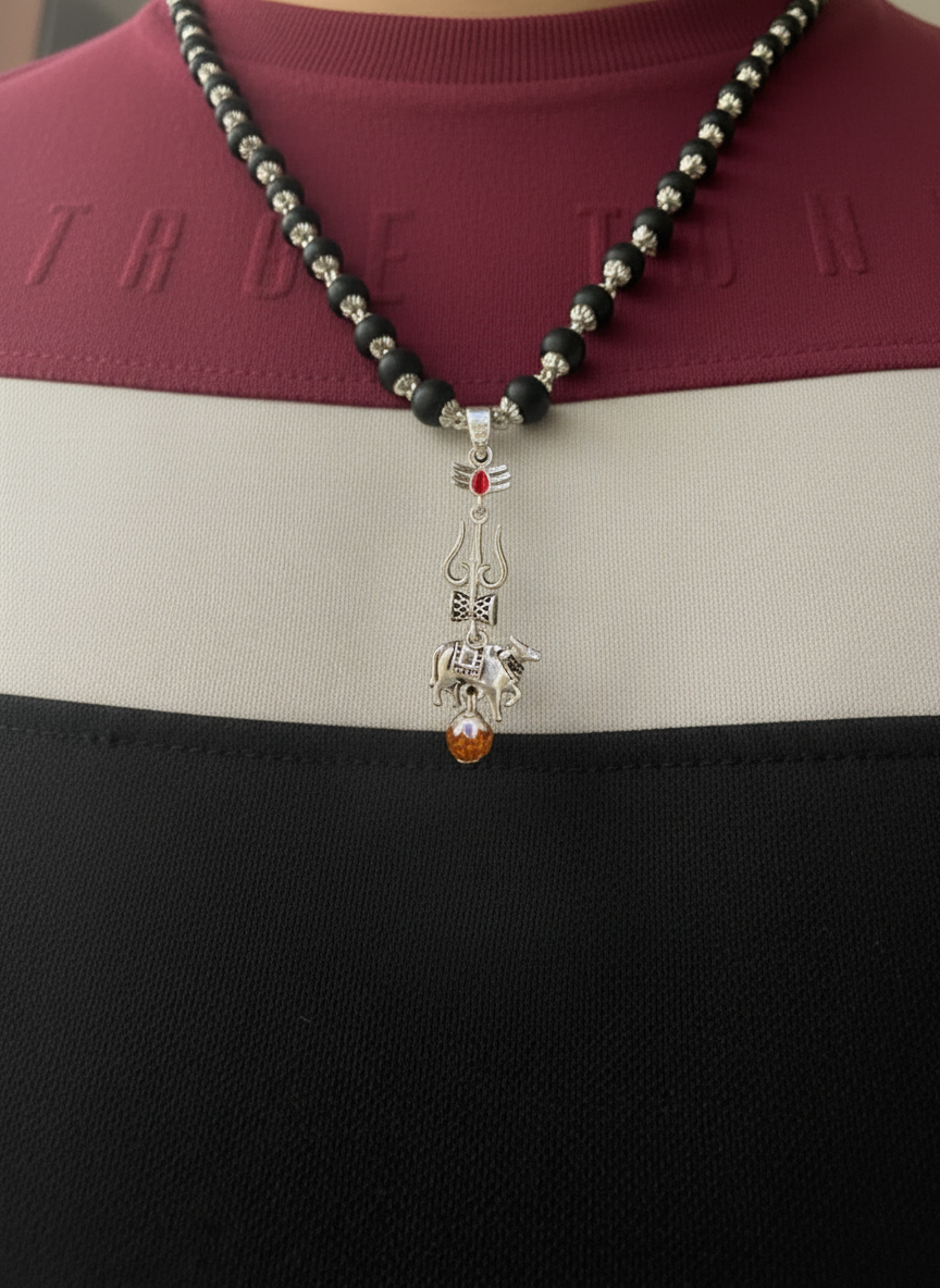 Pure 92.5 Silver Karungali and Rudraksha  Maala