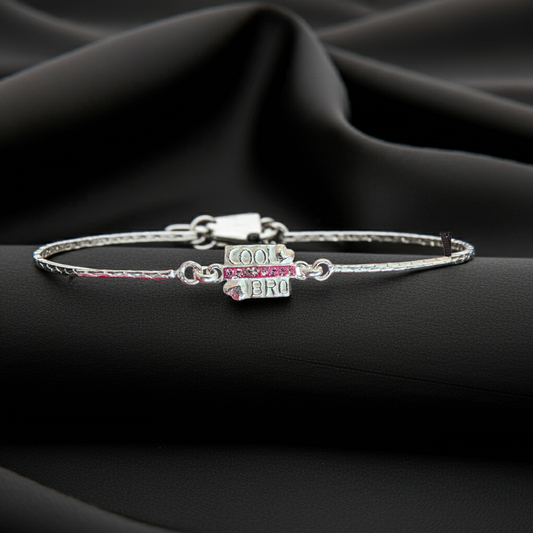 Silver "Cool Bro" Bracelet Rakhi for the Fun-Loving Brother