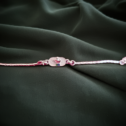 Pure 92.5 Silver Ganesha Bracelet Rakhi with Colored Stones for Brother – Auspicious Rakhi 2025