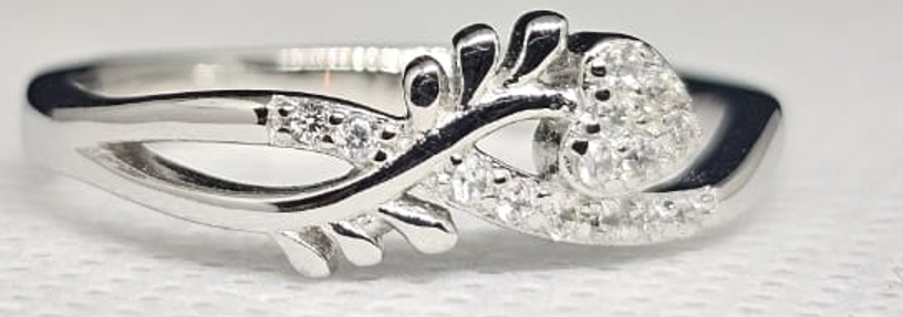 Abstract Elegance Sculptural Silver Ring with CZ Pave