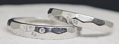 Modern Romance Silver Couple Rings with CZ Accents