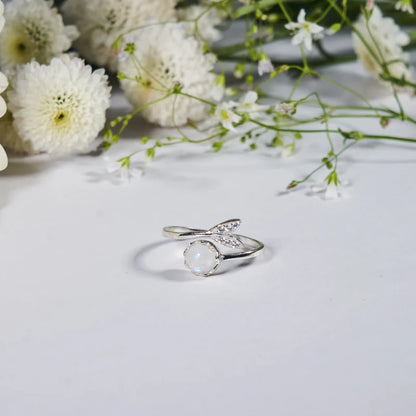 Pure 92.5 Silver Dolphin Moonstone Ring For Women