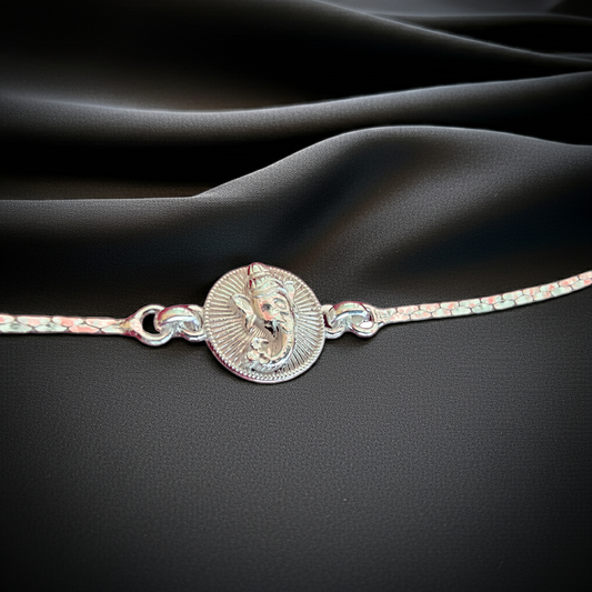 92.5 Pure Silver Ganesha Rakhi Bracelet – Auspicious Gift for Raksha Bandhan 2025