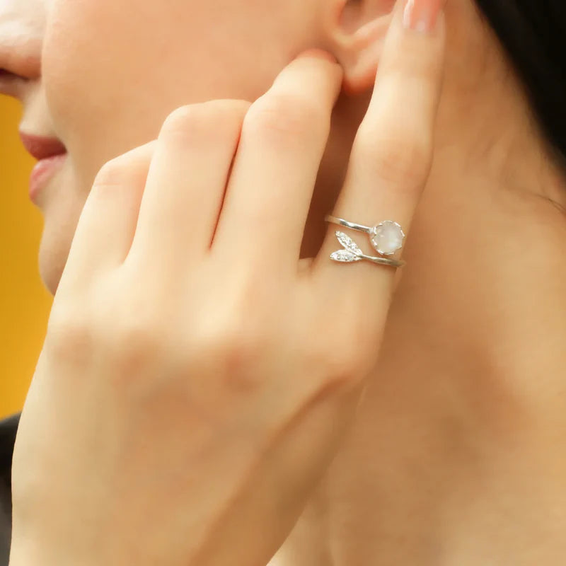 Pure 92.5 Silver Dolphin Moonstone Ring For Women