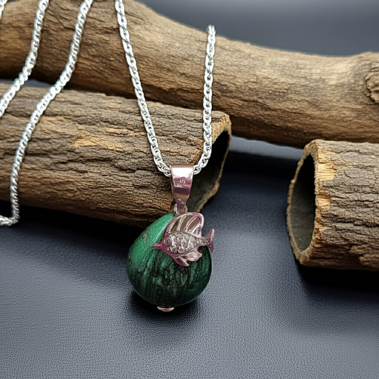 Graceful Silver Angelfish Pendant with CZ Detailing – Nature-Inspired Jewellery